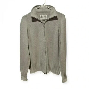 Common Threads NWOT Full Zip Large Sweater Heavy Thick Knitted Heather Gray